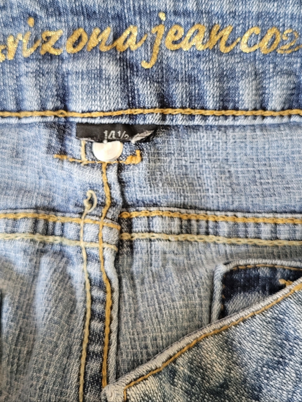 Y2K Arizona Jean Co. Cargo Flare Jeans Medium Wash Low-Mid Rise Juniors 14.5 - Picture 3 of 6